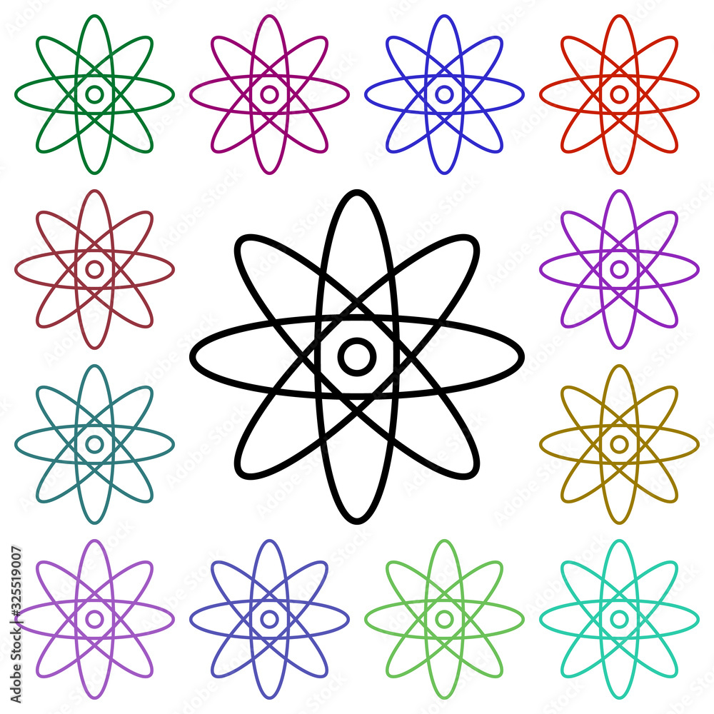 Aufkleber atoms multi color style icon. simple thin line, outline vector of education icons for ui and ux, web