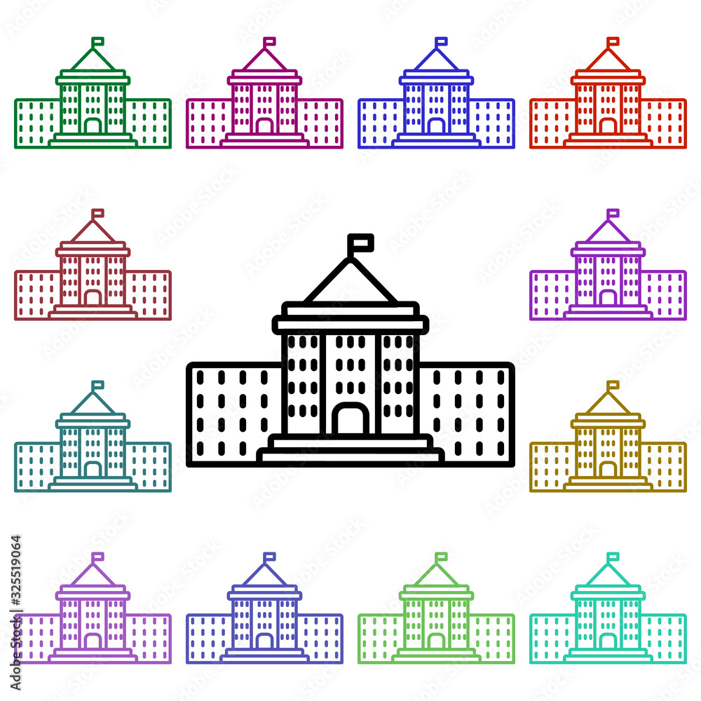 Poster school building multi color style icon. simple thin line, outline vector of education icons for ui a