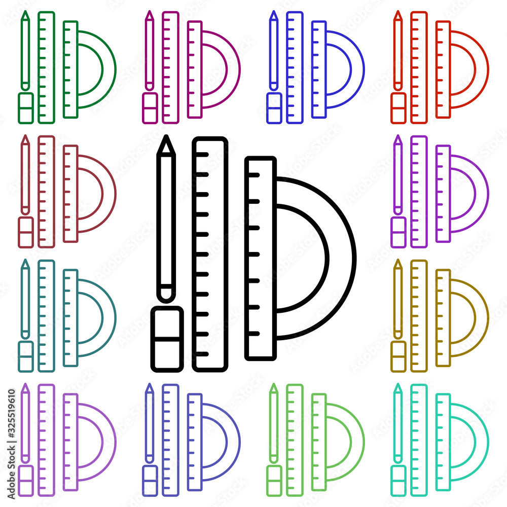 Aufkleber rulers multi color style icon. simple thin line, outline vector of education icons for ui and ux, we