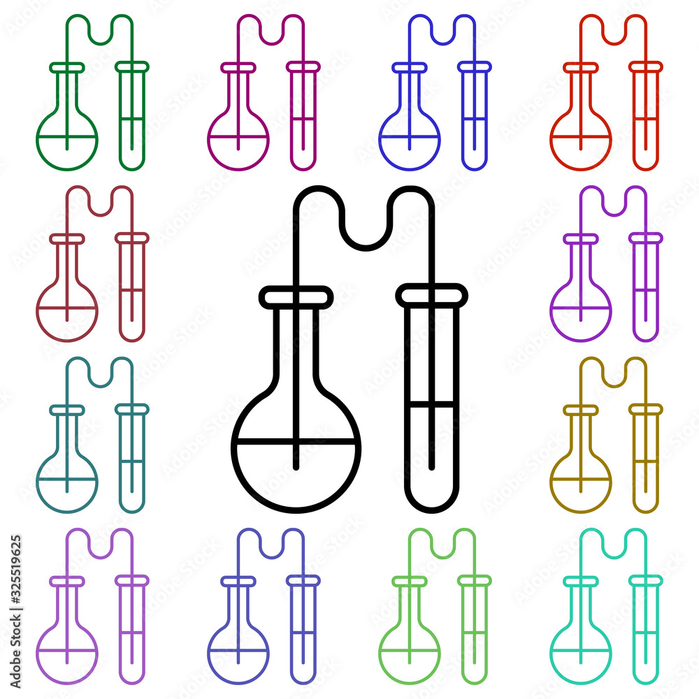 Poster attributes for chemistry class multi color style icon. simple thin line, outline vector of education