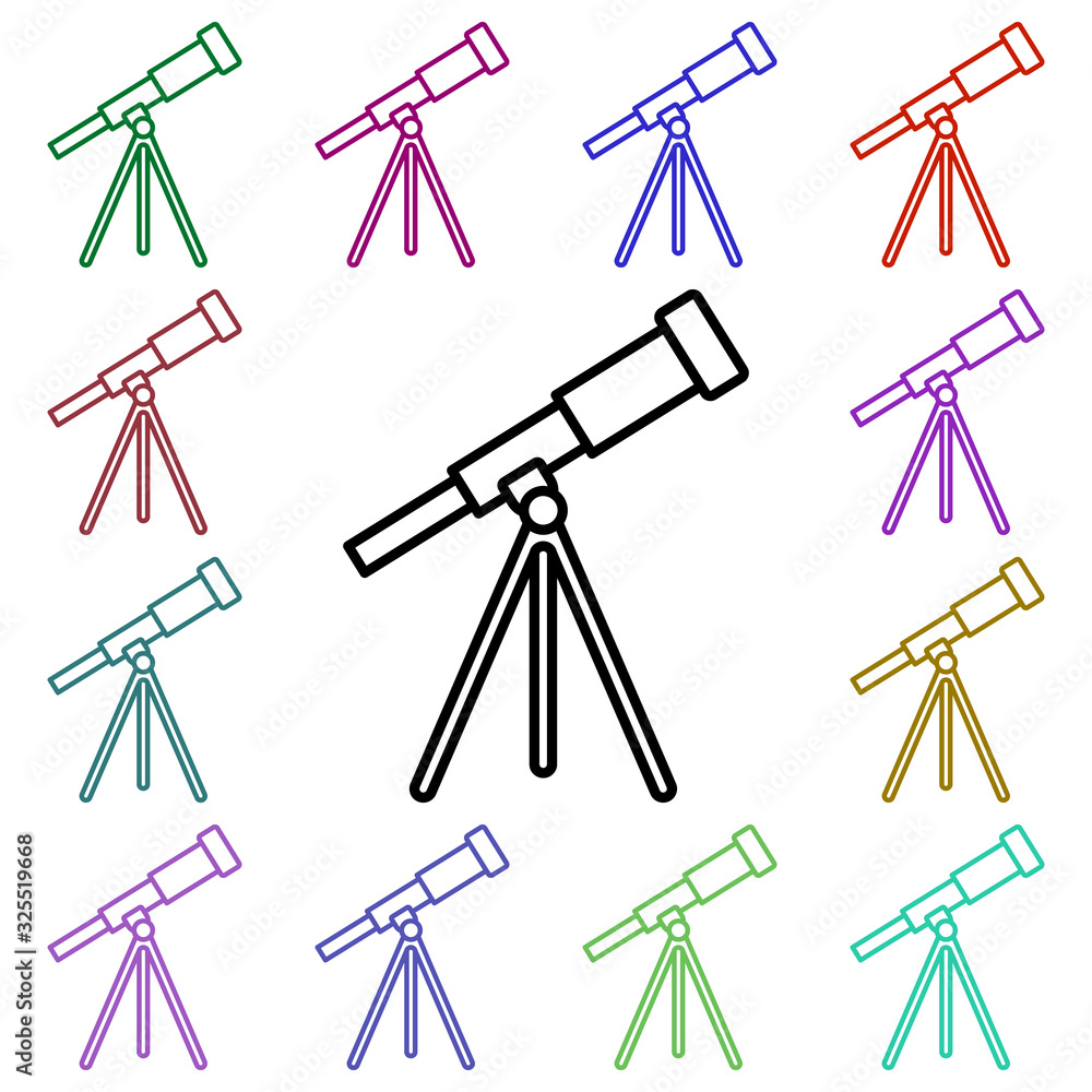 Aufkleber telescope multi color style icon. simple thin line, outline vector of education icons for ui and ux,