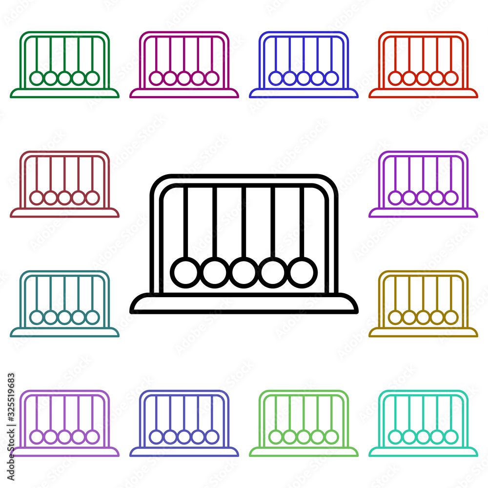 Poster newton balls multi color style icon. simple thin line, outline vector of education icons for ui and 