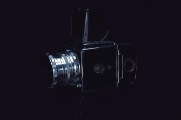 vintage camera on a dark background..