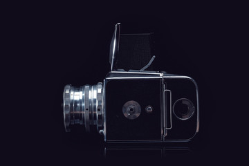 vintage camera on a dark background..