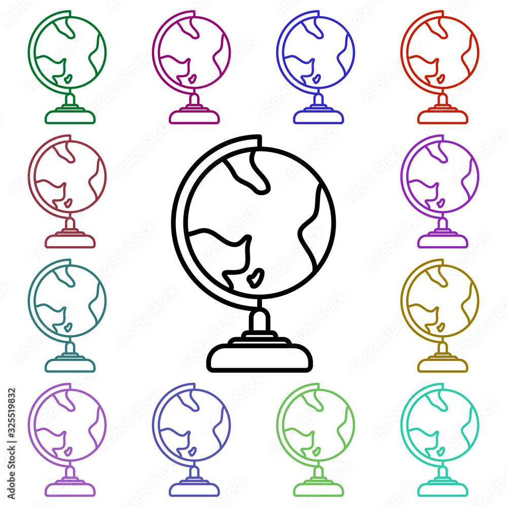 Poster globe multi color style icon. simple thin line, outline vector of education icons for ui and ux, web
