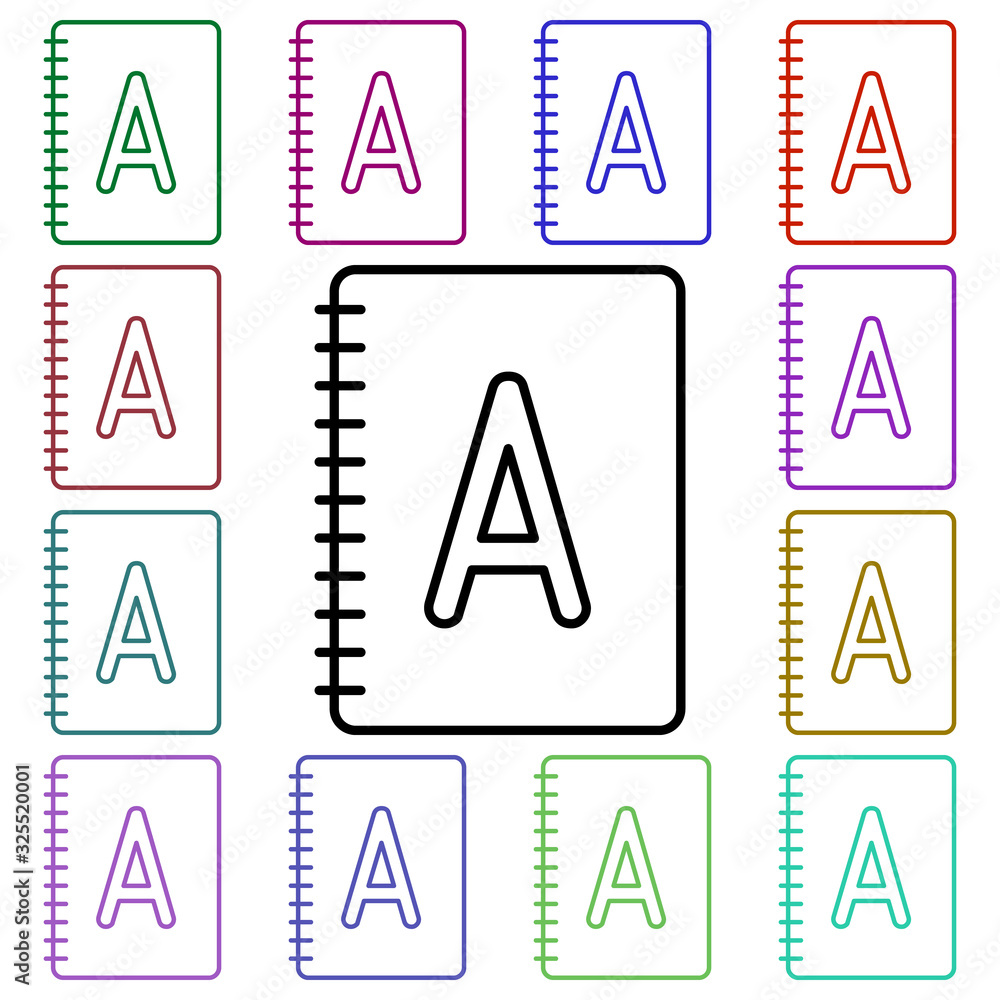 Poster notebook multi color style icon. simple thin line, outline vector of education icons for ui and ux, 