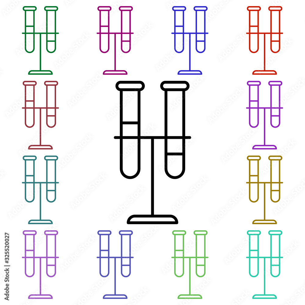 Poster chemical flasks multi color style icon. simple thin line, outline vector of education icons for ui a