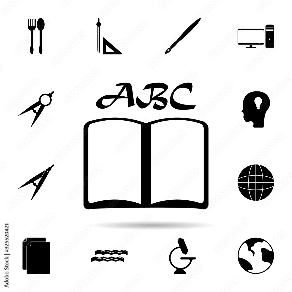 Fototapete abc icon. universal set of university life for website design and development, app development