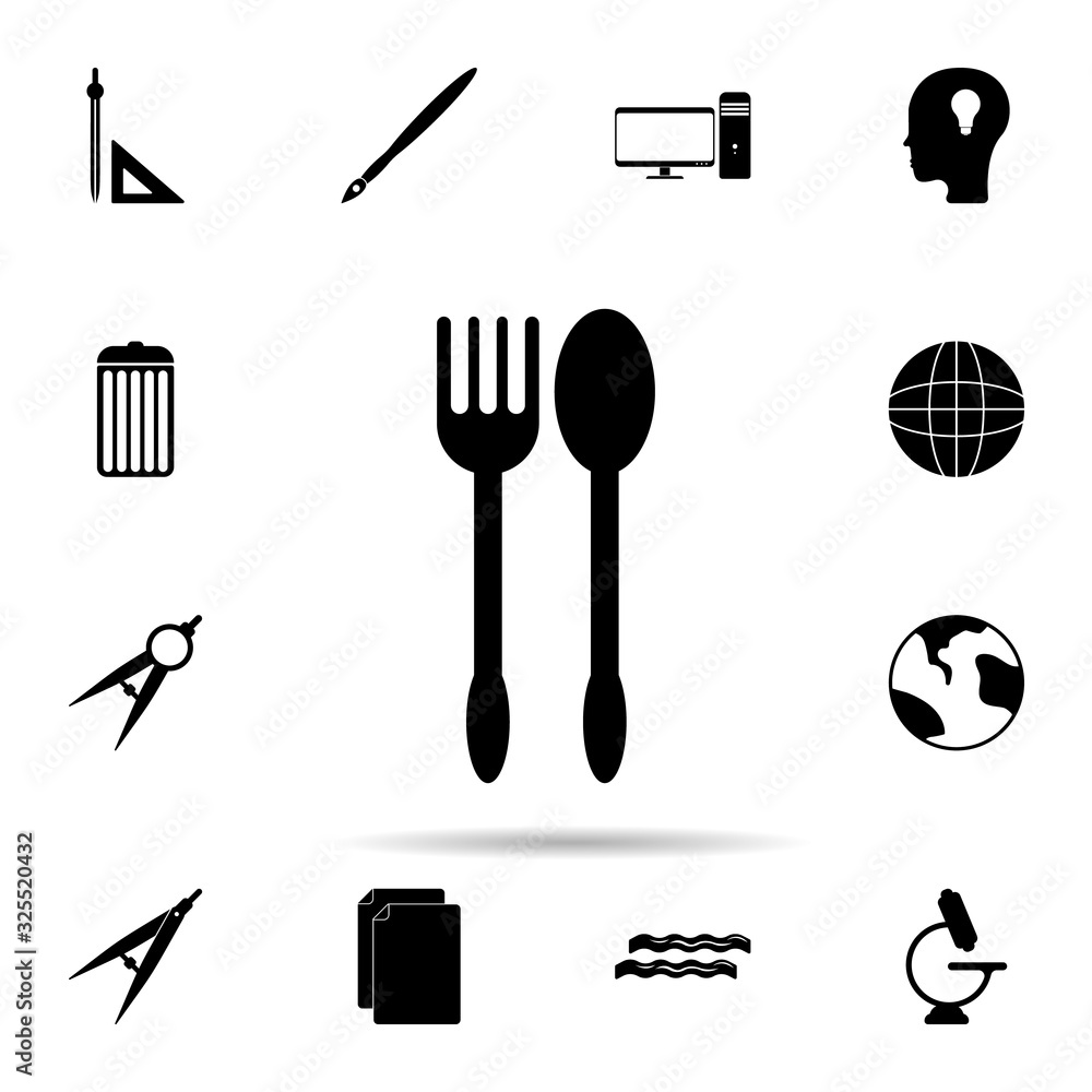 Poster fork and spoon icon. universal set of university life for website design and development, app develo