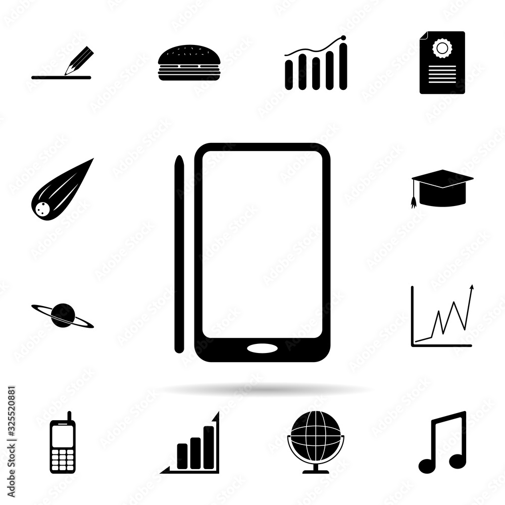 Poster the tablet icon. universal set of university life for website design and development, app developmen