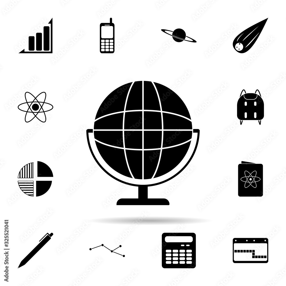 Poster school globe icon. universal set of university life for website design and development, app developm