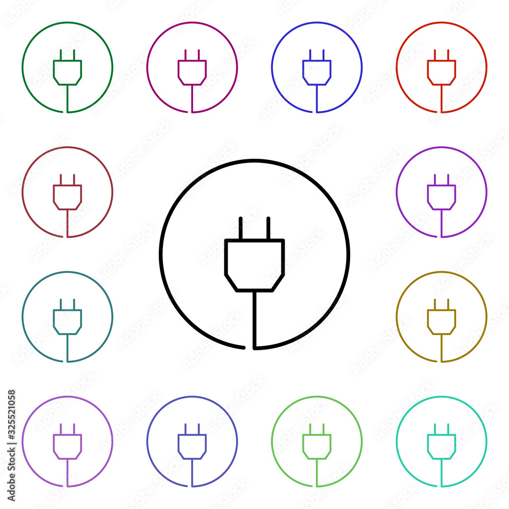 Poster plug multi color style icon. simple thin line, outline vector of internet things icons for ui and ux