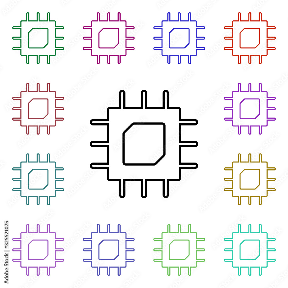 Poster gpu multi color style icon. simple thin line, outline vector of internet things icons for ui and ux,