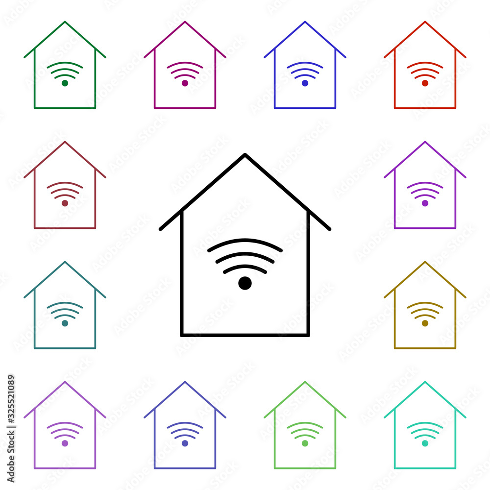 Poster smart home multi color style icon. simple thin line, outline vector of internet things icons for ui 