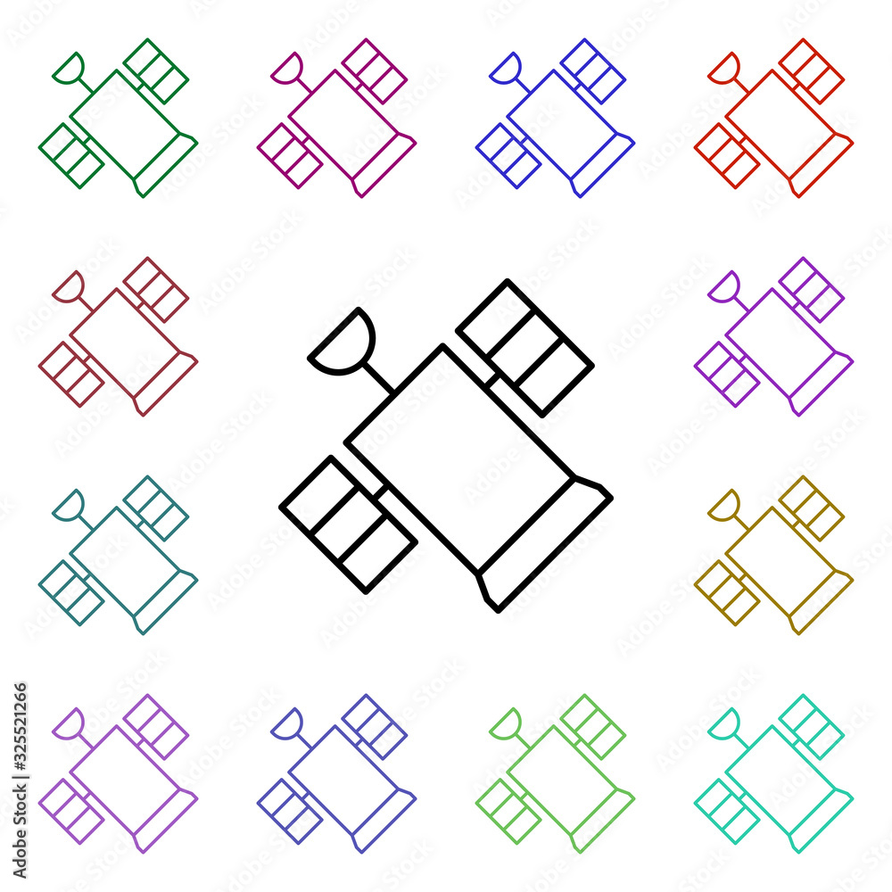 Poster satellite multi color style icon. simple thin line, outline vector of internet things icons for ui a
