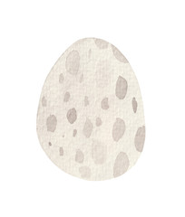 Speckled watercolor duck egg. Object on a white background, for design compositions on the theme of farm life or life in the suburbs.
