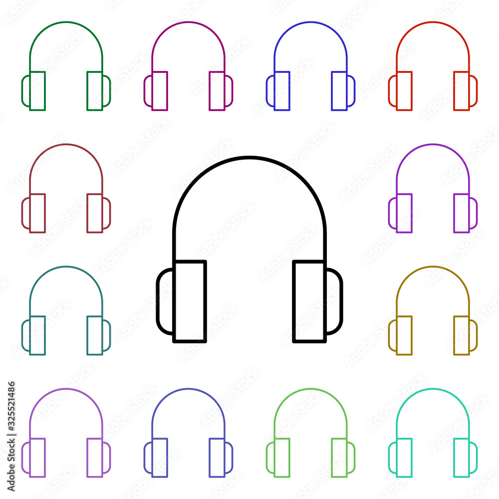 Poster headphones multi color style icon. simple thin line, outline vector of internet things icons for ui 