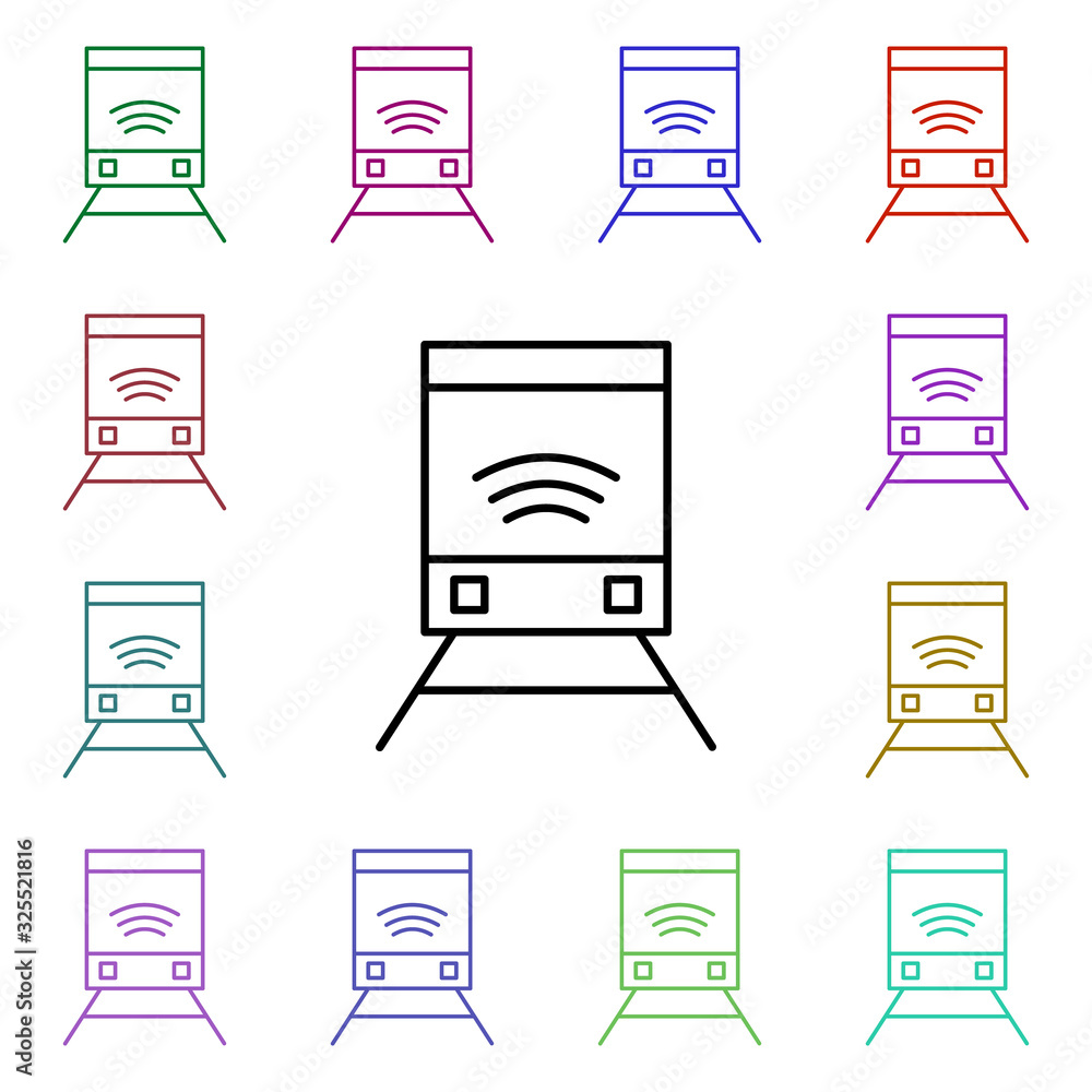 Poster train multi color style icon. simple thin line, outline vector of internet things icons for ui and u