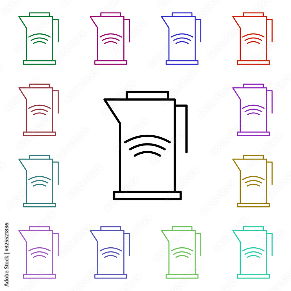 Poster kettle multi color style icon. simple thin line, outline vector of internet things icons for ui and 