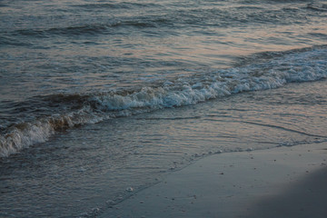 Landscape of Jarylgach Island, Ukraine. Black Sea coast in evening.