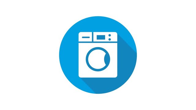 Blue motion graphic icon animation washing machine