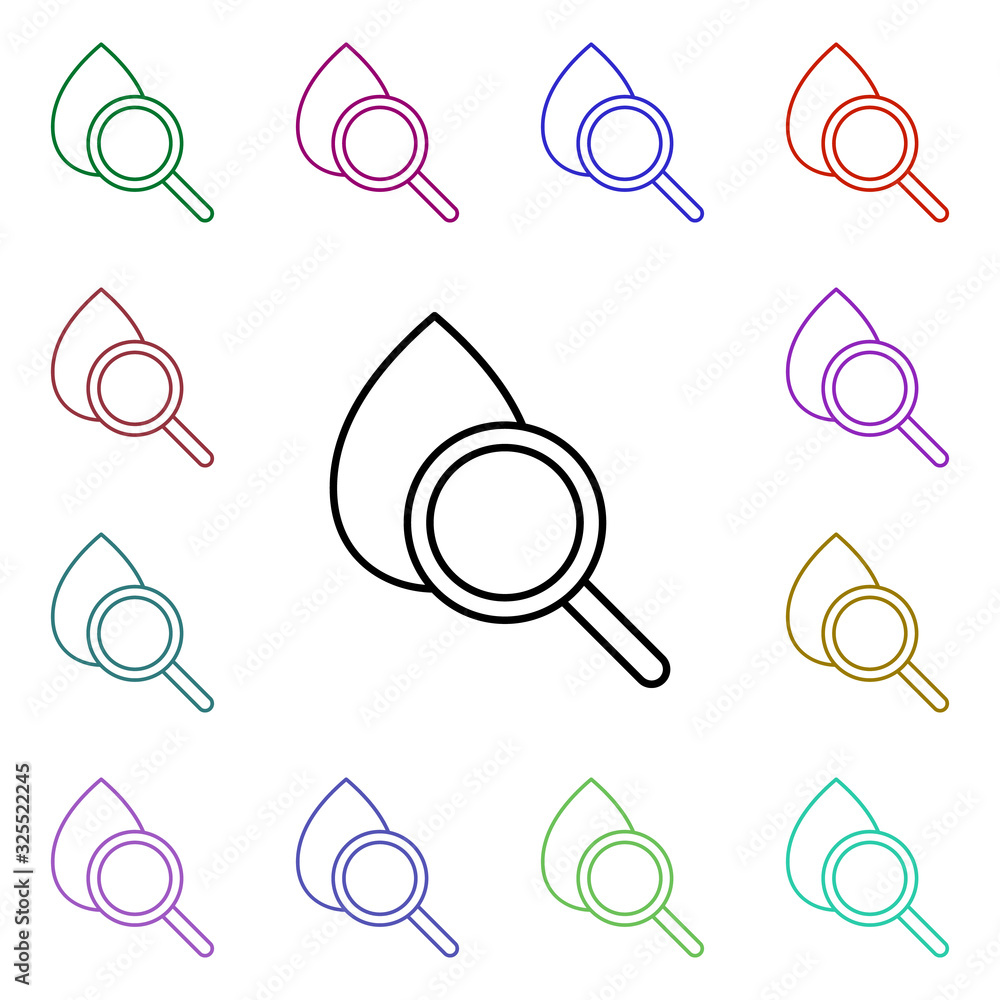 Poster blood test search multi color style icon. simple thin line, outline vector of medical icons for ui a