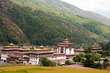 The Punakha Dzong or Pungtang-Dechen-Photrang-Dzong between the Pho Chhu river and Mo Chhu river in...