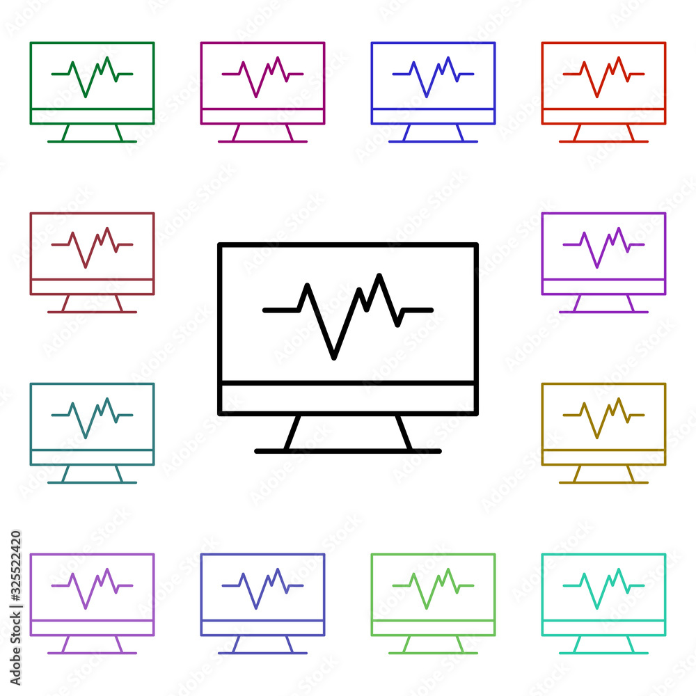 Poster cardiogram multi color style icon. simple thin line, outline vector of medical icons for ui and ux, 