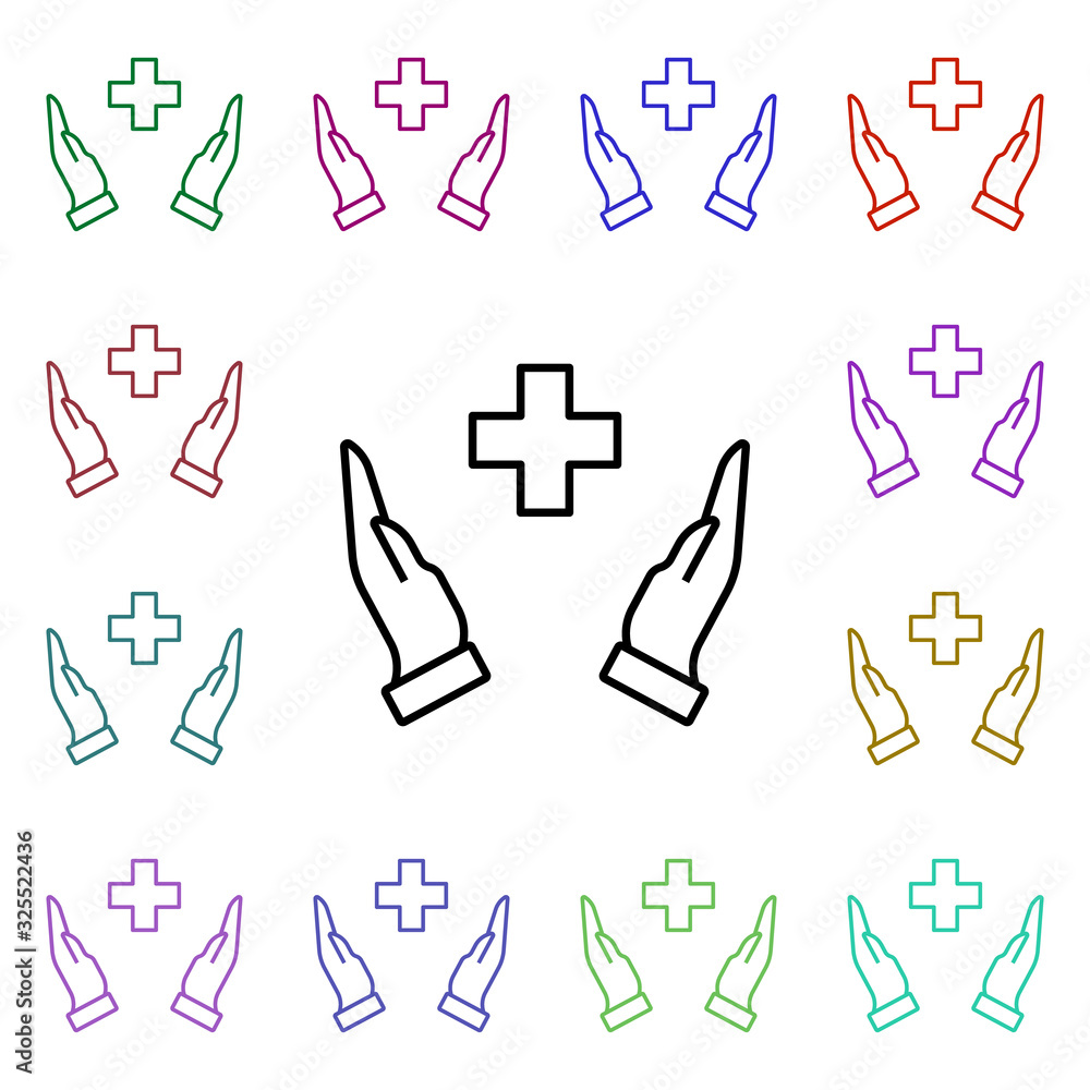 Aufkleber care health multi color style icon. simple thin line, outline vector of medical icons for ui and ux,