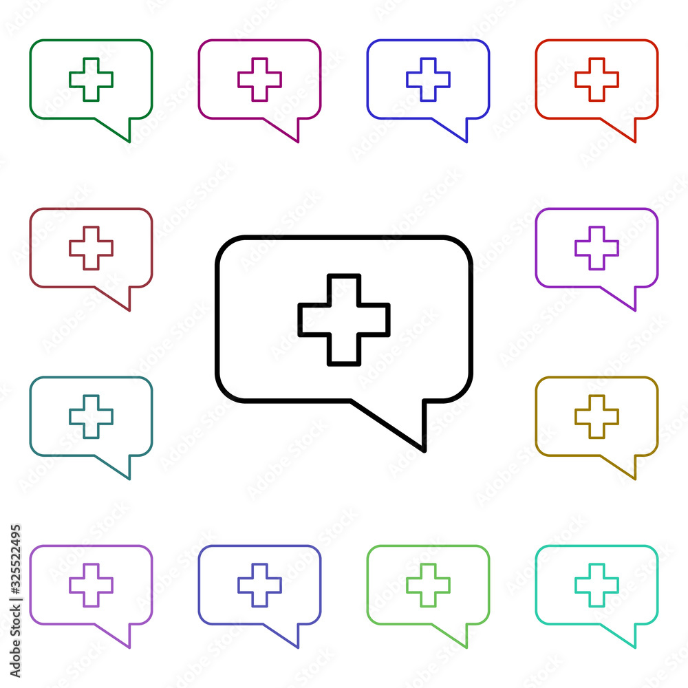 Poster chat medical multi color style icon. simple thin line, outline vector of medical icons for ui and ux