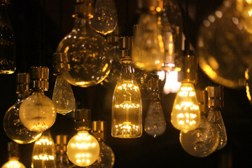 LED light bulbs are decorated on the ceiling