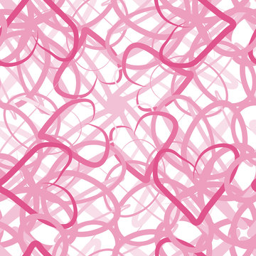 Seamless pattern - pink spider web of hearts, vector illustration. wallpaper for a blog or site, packaging