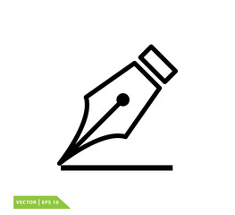 Fountain pen icon vector logo design template