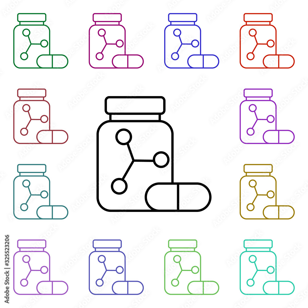 Aufkleber medicine and pill multi color style icon. simple thin line, outline vector of medical icons for ui a