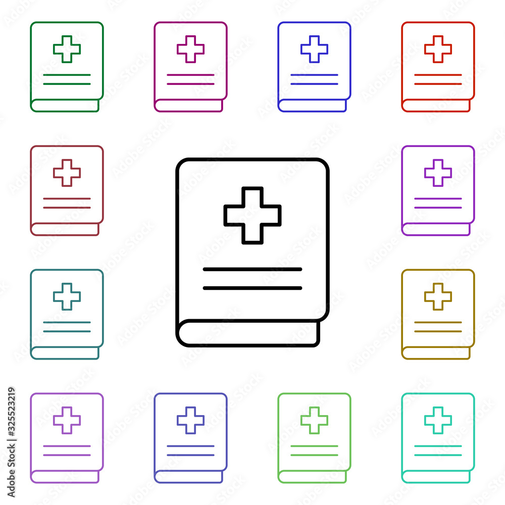 Poster medicine book multi color style icon. simple thin line, outline vector of medical icons for ui and u