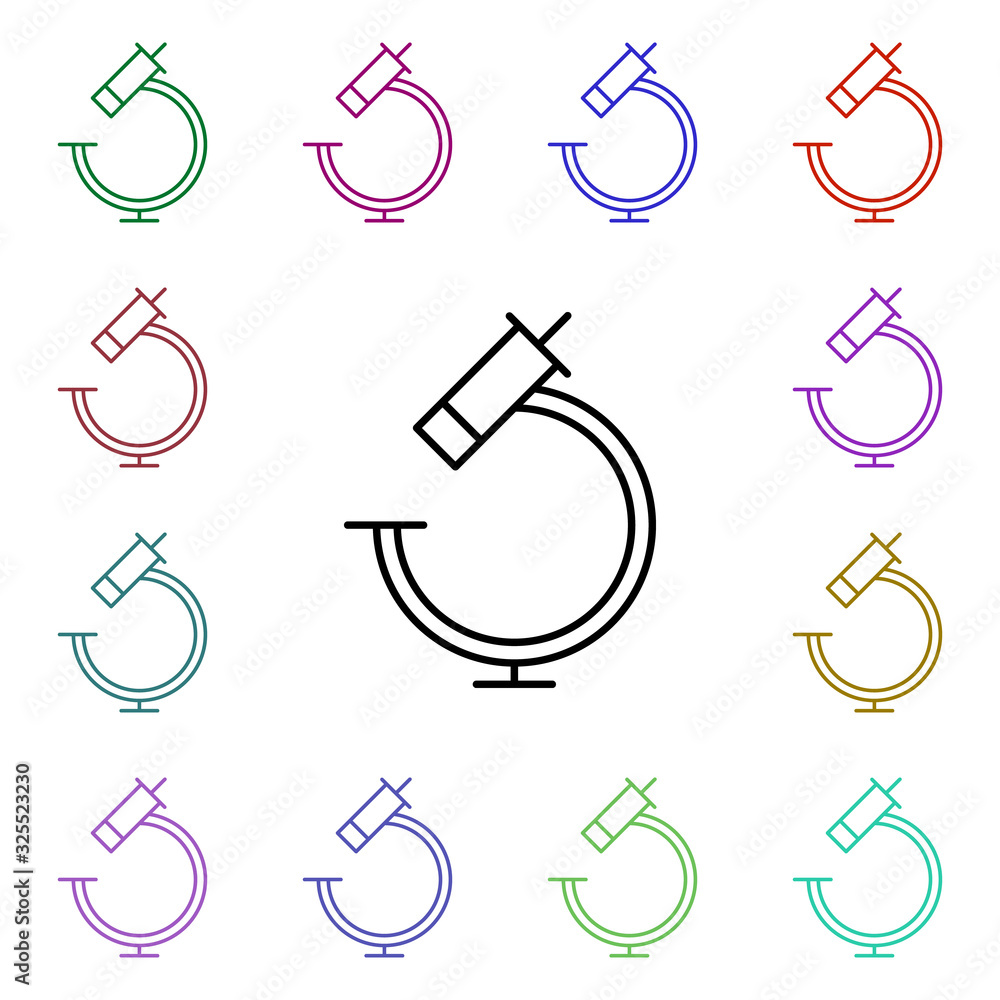 Poster microscope multi color style icon. simple thin line, outline vector of medical icons for ui and ux, 