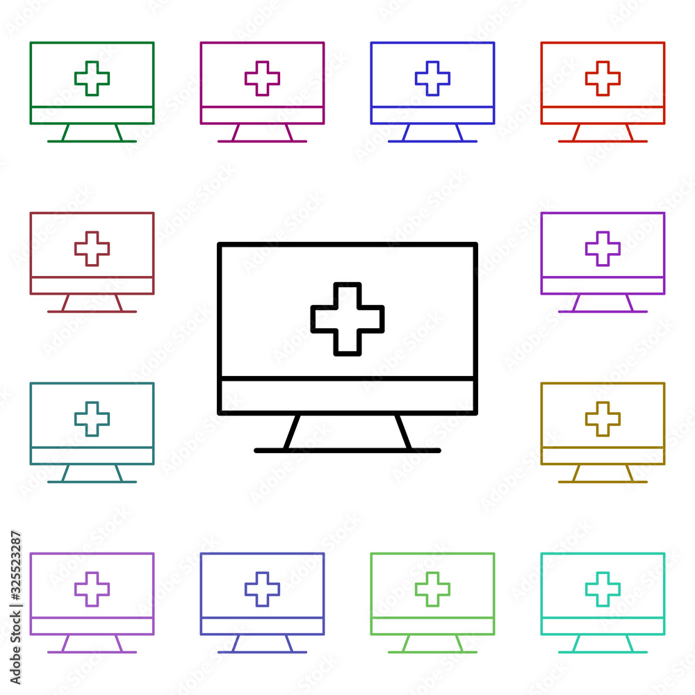 Aufkleber monitor medical multi color style icon. simple thin line, outline vector of medical icons for ui and