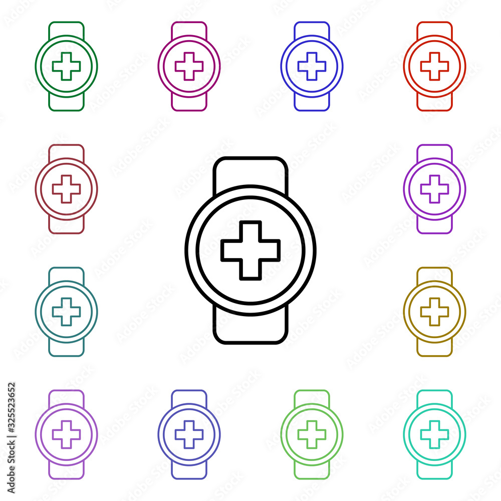 Poster smartwatch medical multi color style icon. simple thin line, outline vector of medical icons for ui 