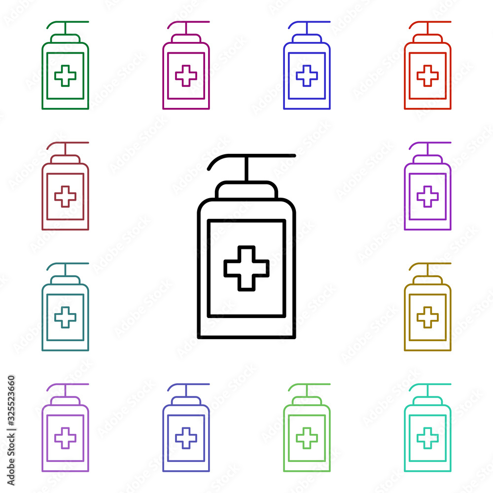 Poster soap dispenser multi color style icon. simple thin line, outline vector of medical icons for ui and 