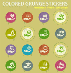 insurance hand icon set