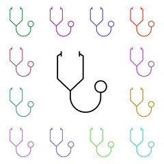 Stethoscope multi color style icon. Simple thin line, outline vector of medical icons for ui and ux, website or mobile application