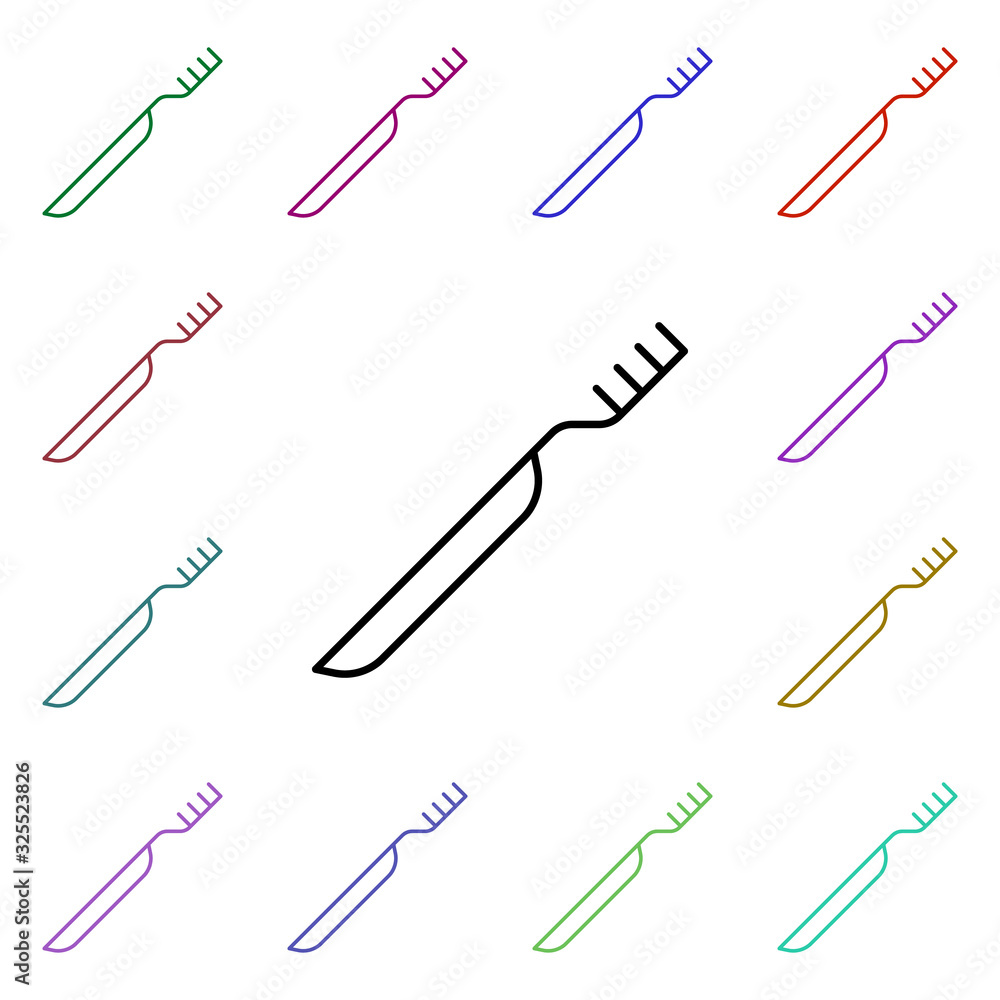 Poster toothbrush multi color style icon. simple thin line, outline vector of medical icons for ui and ux, 