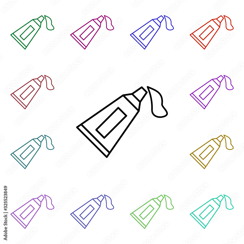 Poster tooth paste multi color style icon. simple thin line, outline vector of medical icons for ui and ux,