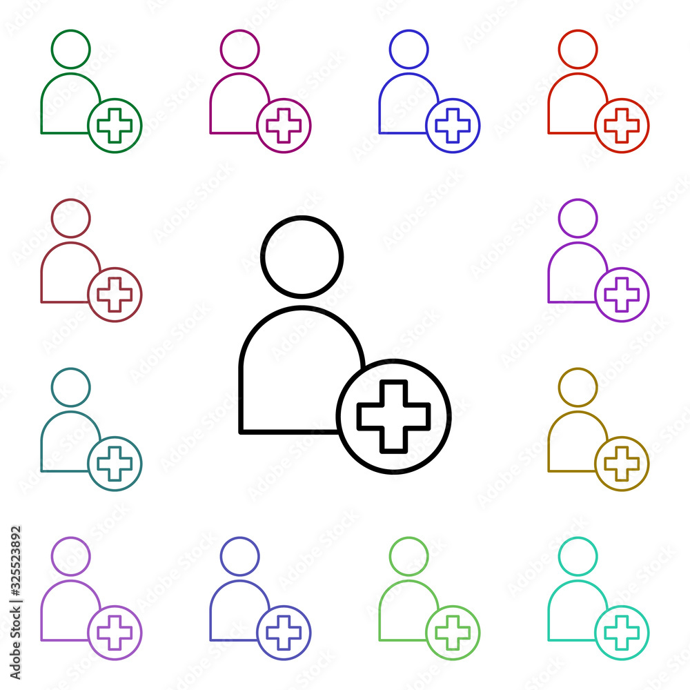 Aufkleber user medicine multi color style icon. simple thin line, outline vector of medical icons for ui and u