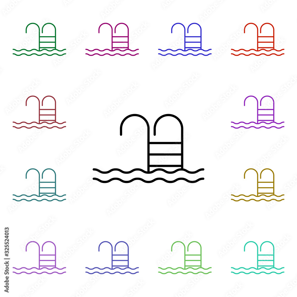 Poster swimming-pool multi color style icon. simple thin line, outline vector of summer icons for ui and ux