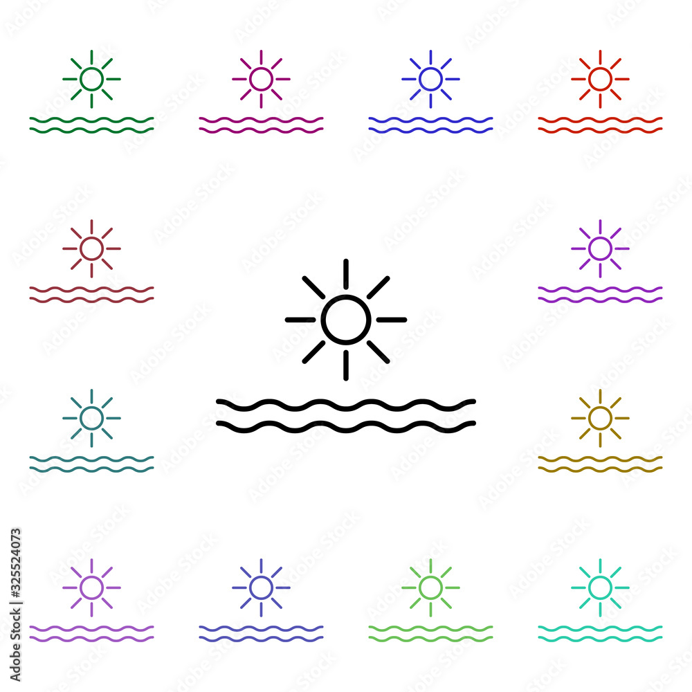 Poster sun multi color style icon. simple thin line, outline vector of summer icons for ui and ux, website 