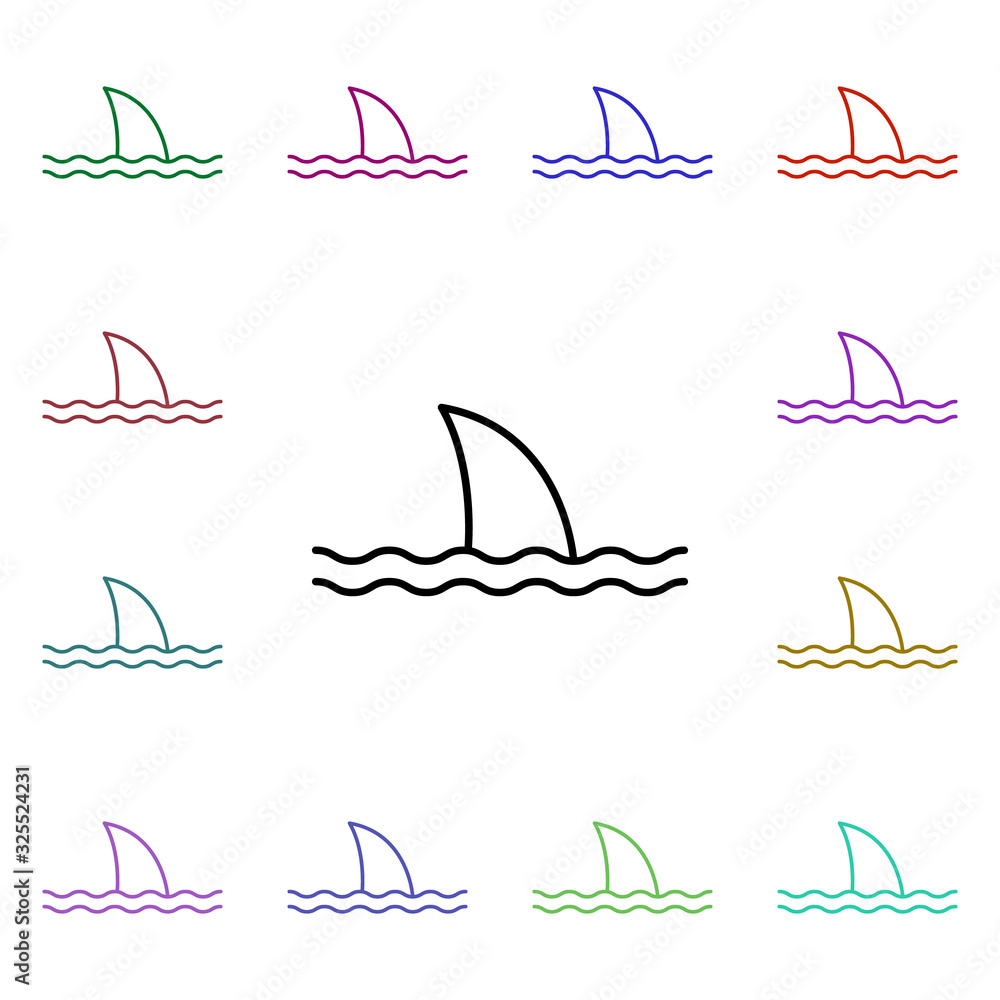 Poster shark multi color style icon. simple thin line, outline vector of summer icons for ui and ux, websit