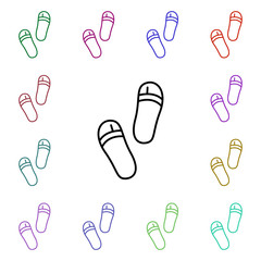 Flip flop multi color style icon. Simple thin line, outline vector of summer icons for ui and ux, website or mobile application