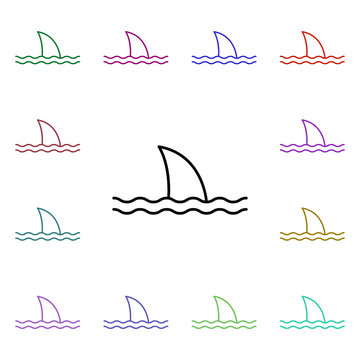 Shark multi color style icon. Simple thin line, outline vector of summer icons for ui and ux, website or mobile application