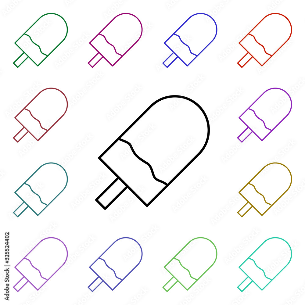 Poster ice-cream multi color style icon. simple thin line, outline vector of summer icons for ui and ux, we